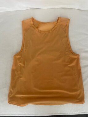 Fall Lululemon Sculpt Cropped Tank Top Orange Size 2 Pleated Back Mesh Workout